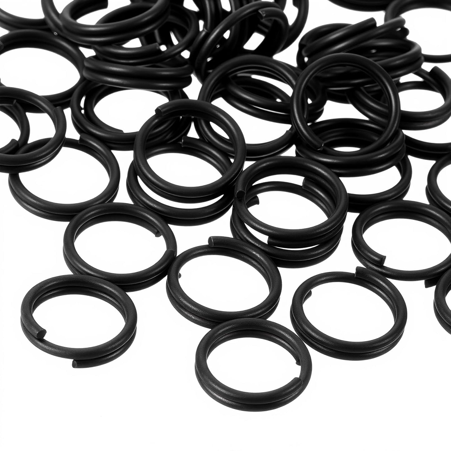 Ymapinc 50pcs Small Keyrings Split Rings, 0.47inch/12mm Black Jump Rings Metal Mini Key Ring Stainless Steel Ring for Keychain Earring Crafts Making DIY