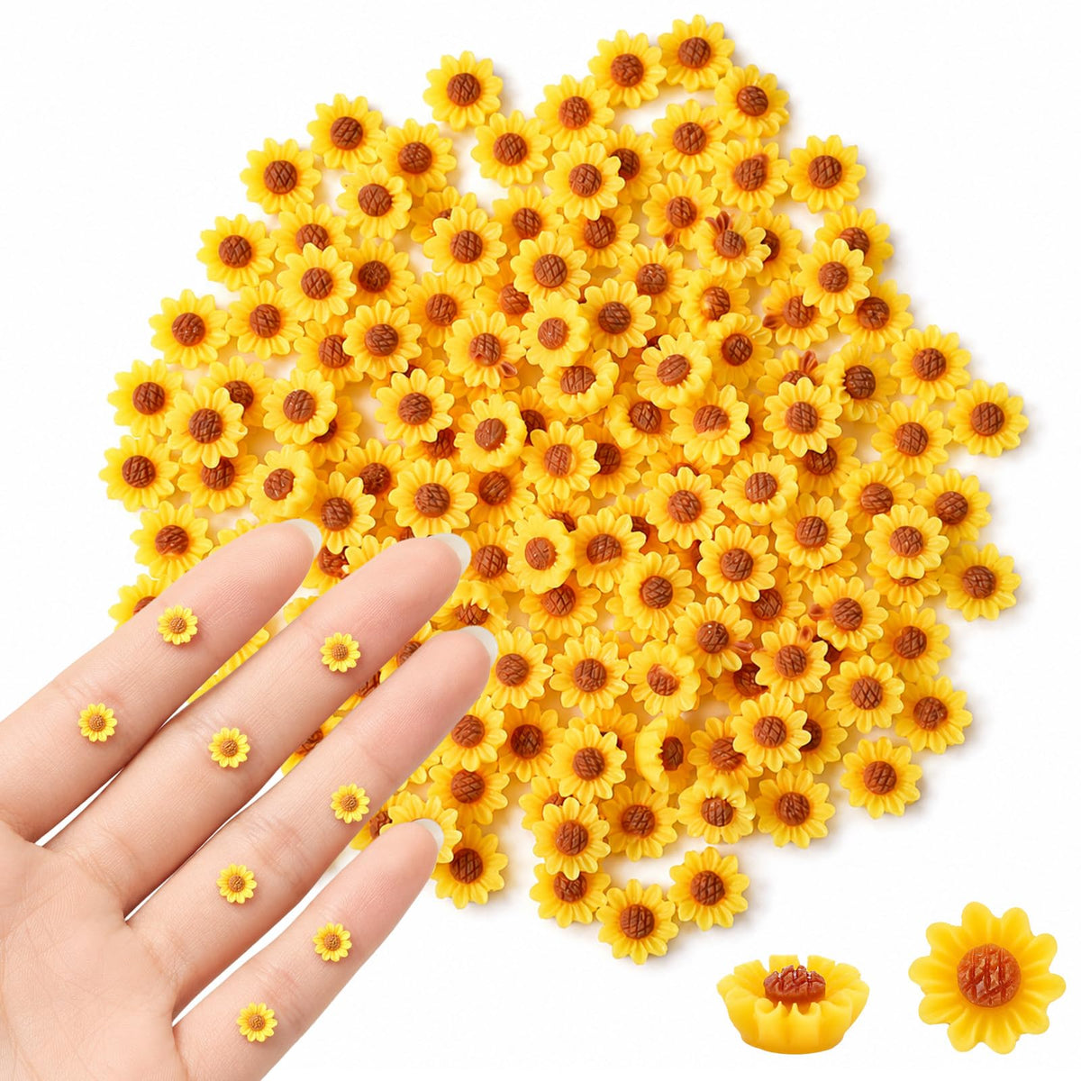 300 Pieces Tiny Sunflower for Crafts Mini Yellow Resin Sunflower