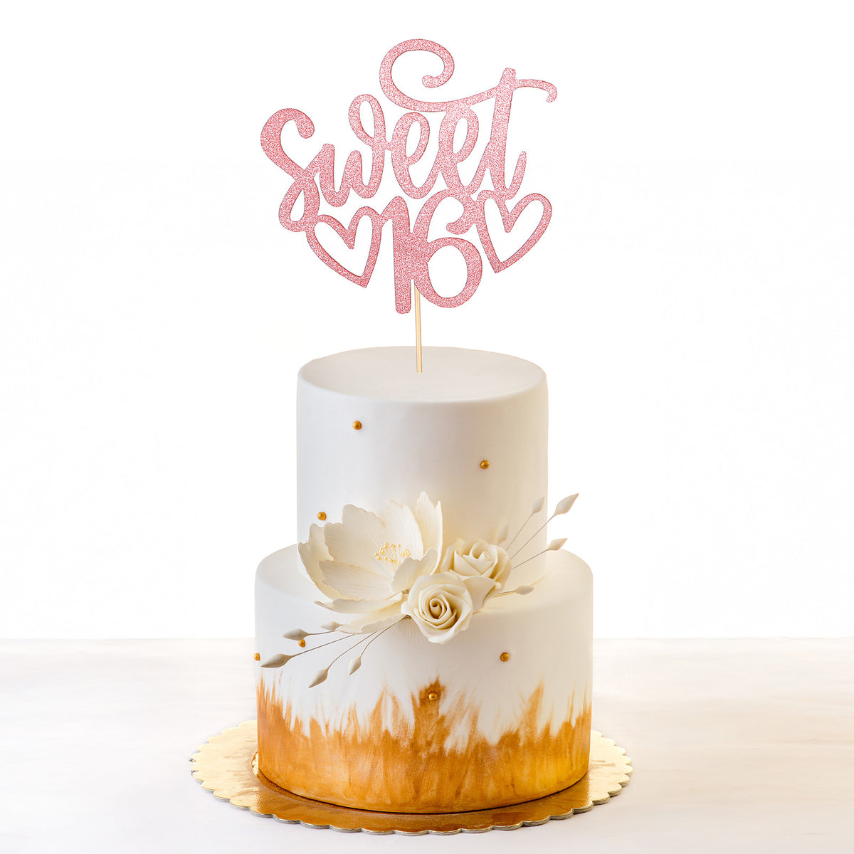 Ymapinc Rose Gold Sweet 16 Cake Topper, Personalised Cake Toppers for Girls, Sweet 16 Birthday Decorations 16th Birthday Cakes Decorations, Party Supplies for Theme Celebrations