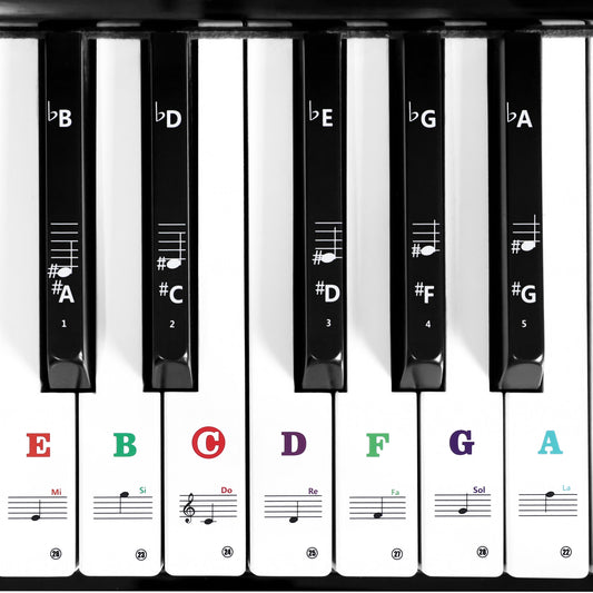 Ymapinc Piano Key Labels, Universal Piano Note Stickers for Beginners, Removable 61 Key Piano Keyboard Note Labels Keyboard Notes Overlay for 88/76/61/54/49/37 Key
