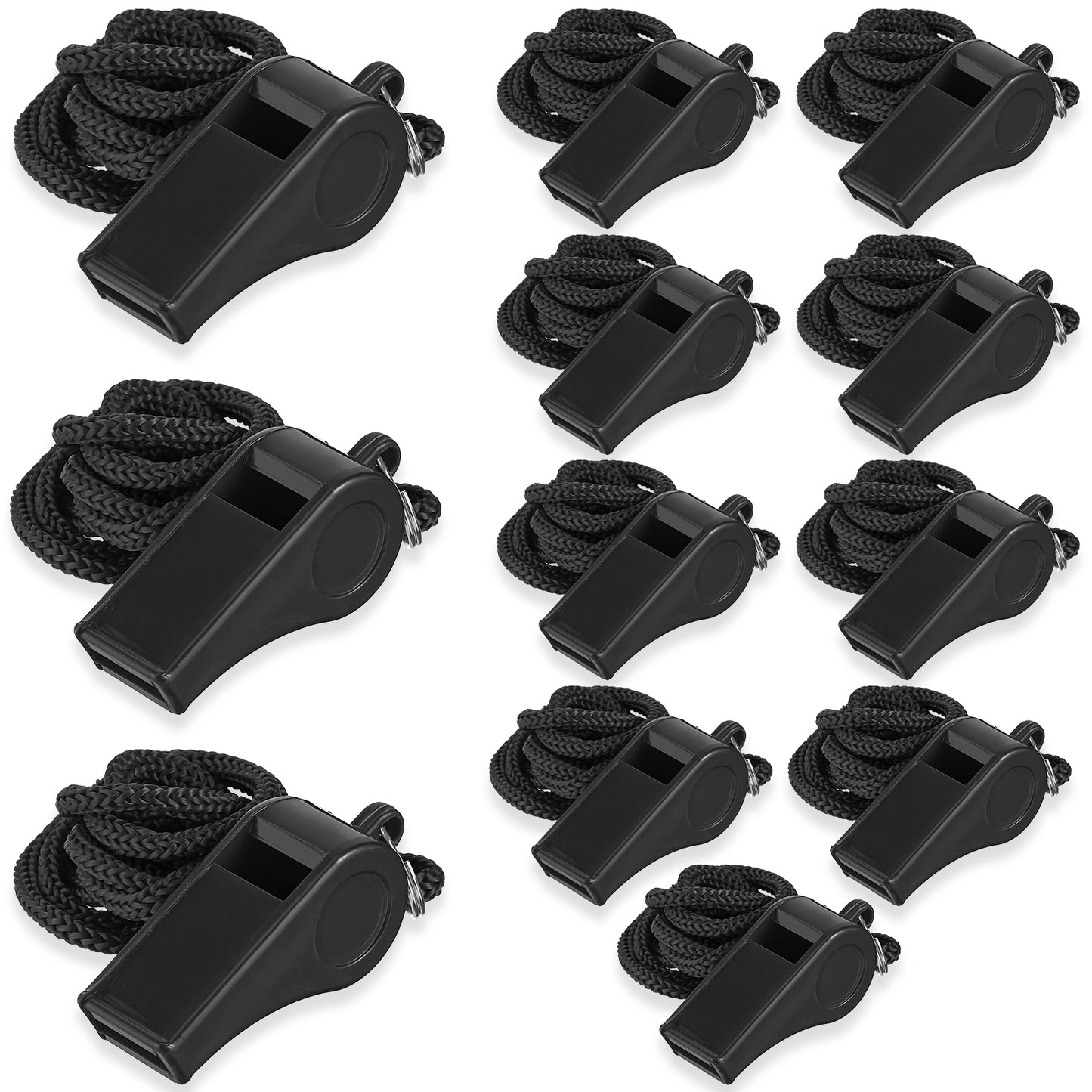 Ymapinc 12pcs Plastic Whistles with Lanyard, Sports Whistle with Lanyard, Coaches & Referee Whistle Lanyards, Lifeguard & Emergency Safety Whistles