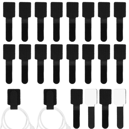 20Pcs Self Adhesive Cable Ties Wire Hook and Loop Cable Ties Sticky-Back Cord Organizer Adjustable Hook and Loop Cable Clips Bundlers Cable Organizers for Charging Cable Appliances at Office Home