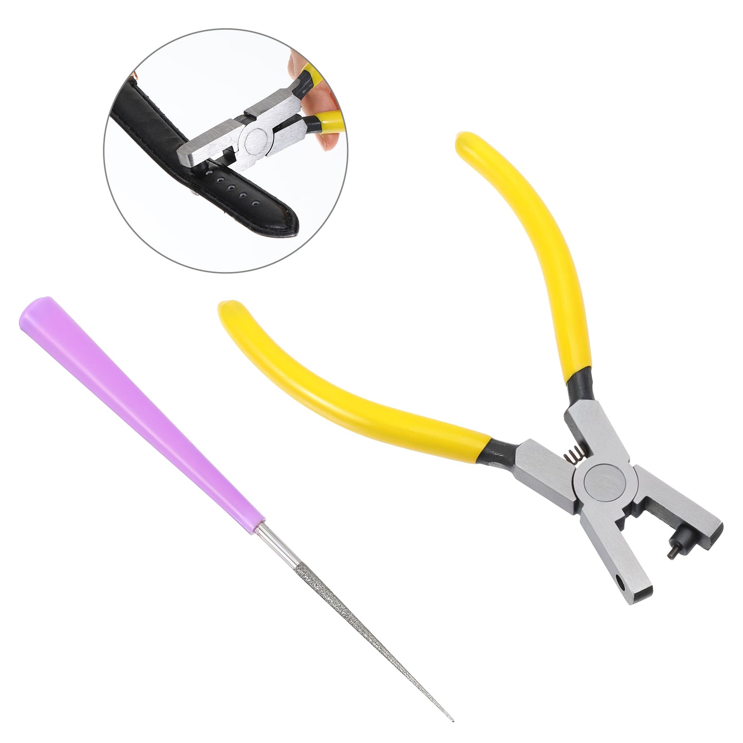 2PCS Leather Punch Tool 2mm Watch Band Hole Punches Plier, Hand Held Belt & Shoe Strap Puncher Tool, Handheld Wrist Belts Leather Hole Maker for DIY Craft & Fabric