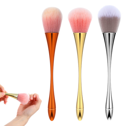 3 Pcs Nail Dust Brush, Acrylic Nail Art Dust Cleaner Brush, Soft Manicure Brushes, Nail Duster Brush, Large Makeup Brushes For Women Girls Gifts (Rose Gold, Gold, Silver)