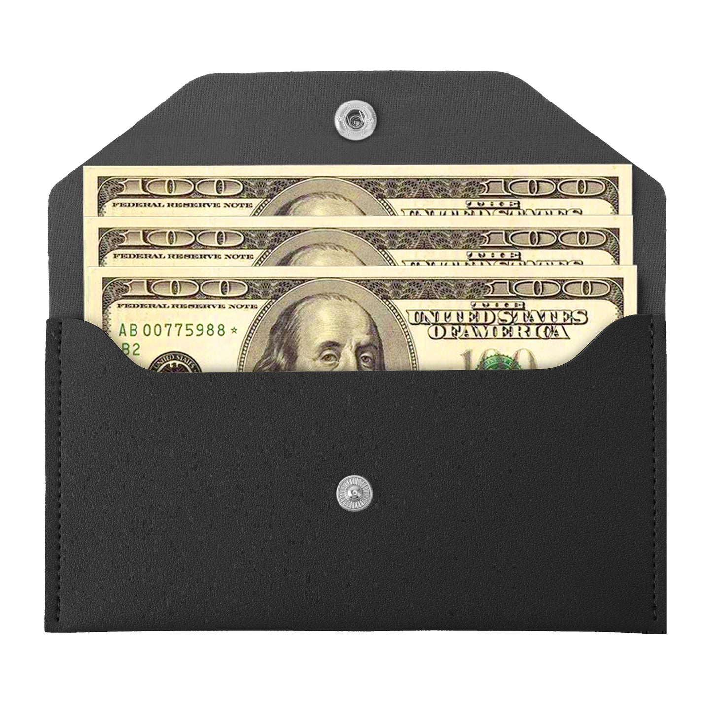 Money Wallets for Cash Gifts,Cash Envelope Wallet Genuine Leather Wallet Organizer Reusable Budget Envelope Wallet Retro Clutch Wallet for Men Women Cash Check Billing, Minimalist Design (Black)