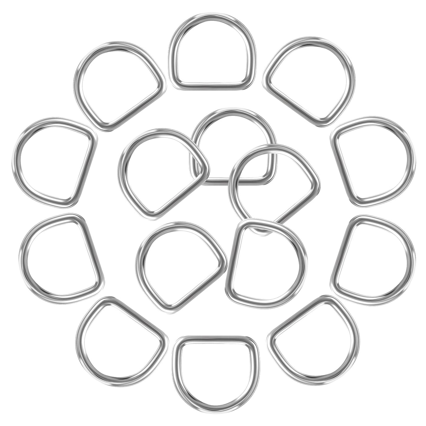 15 Pcs 1 inch Metal D Ring, Heavy Duty Stainless-Steel Dee Rings for Dog Collars, Backpacks, Webbing Straps