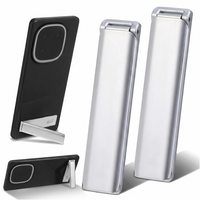 Ymapinc Tablet Kickstand for Phone Case, Adjustable Foldable Aluminum Cell Phone Stand, Invisible Self-Adhesive Desk Holder for Mobile - Silver