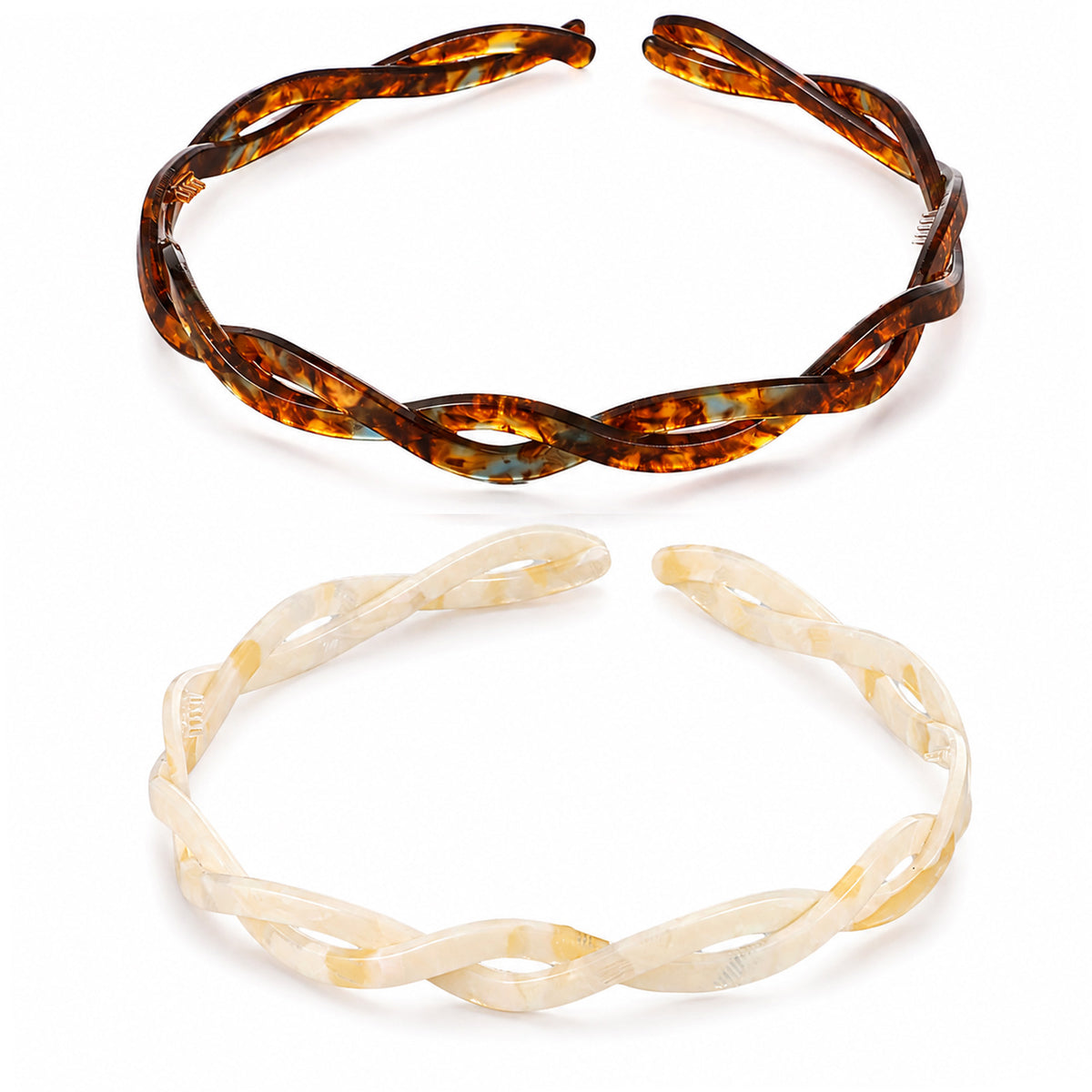 Chsoejuf 2 PCS Wavy Headbands for Women Non-slip Hair Hoop with Inner Teeth