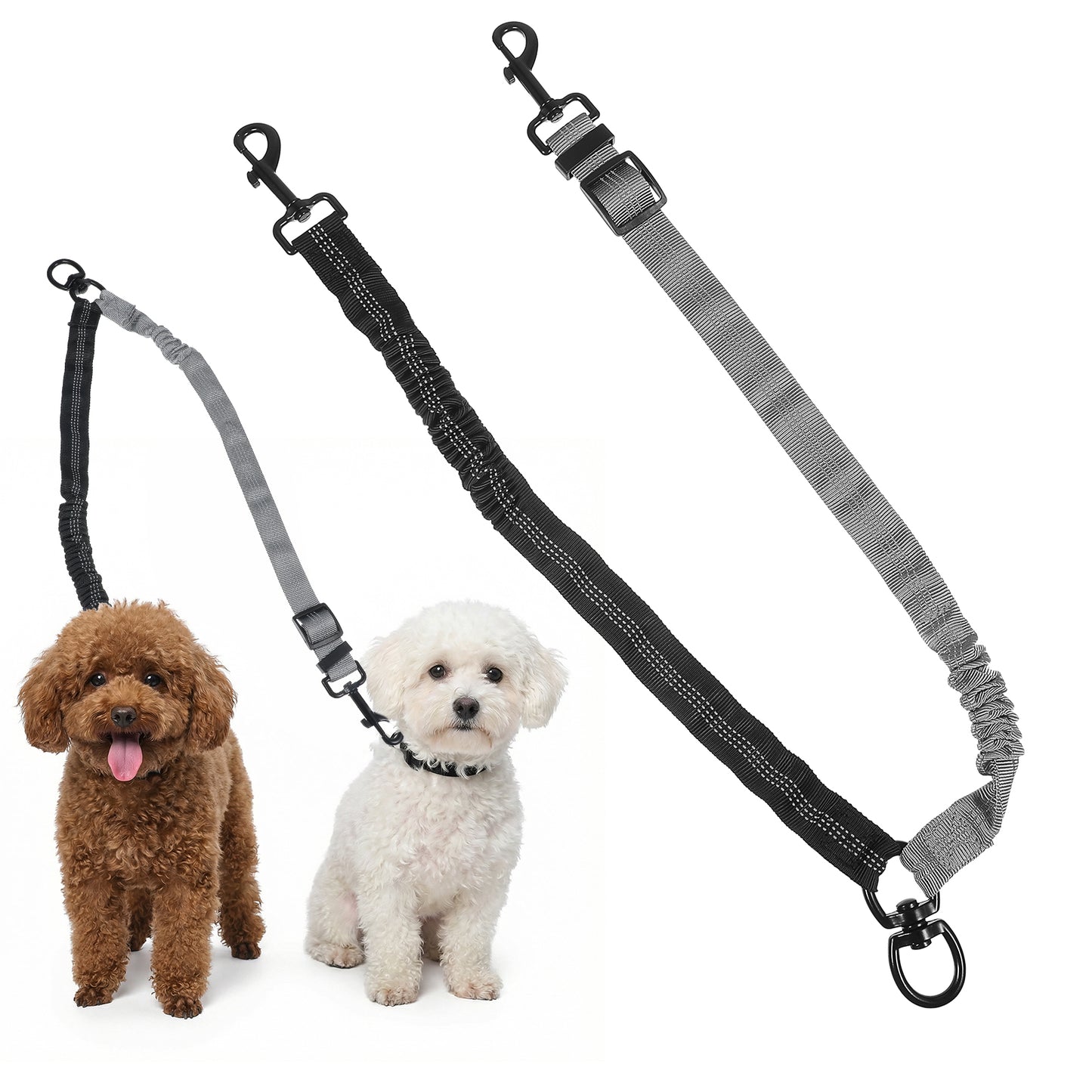 Double Dog Leash for Two Dogs, No Pull Two Dog Leash, No Tangle for 2 Dogs Walking Dual Leashes