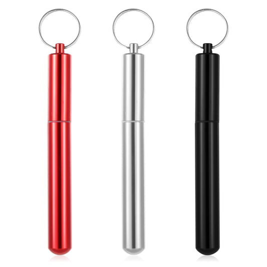 Ymapinc 3Pcs Metal Storage Small Mini Tube Keychain, Water Smell Proof Pill Case Container, Pill Box Holder Outdoor Camping Travel(Aluminium Alloy Rubber Ring, Black+Silver+Red)
