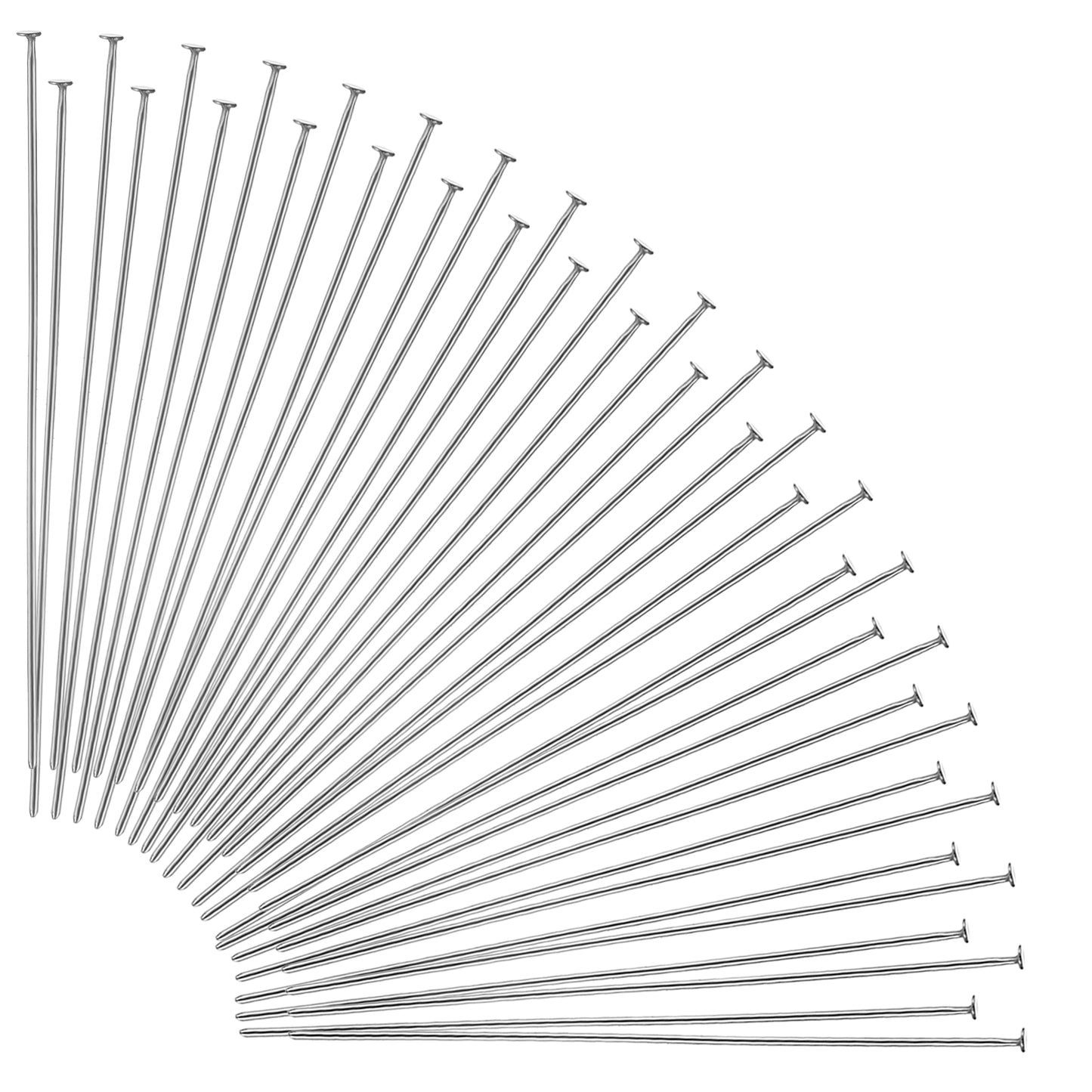 Mabor 200Pcs Head Pins for Jewelry Making 1.6 Inch, Silver Flat Head Pins Flat Headpins for Jewelry Making DIY Craft Earring Bracelet Necklace Pendant Supplies