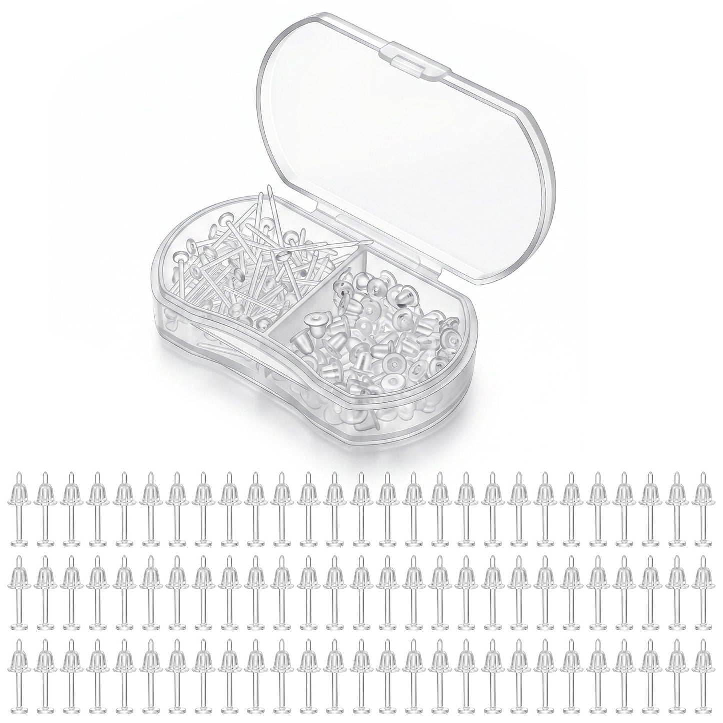 Sorcristy 200 PCS Clear Plastic Earrings for Sports Clear Posts and Backs