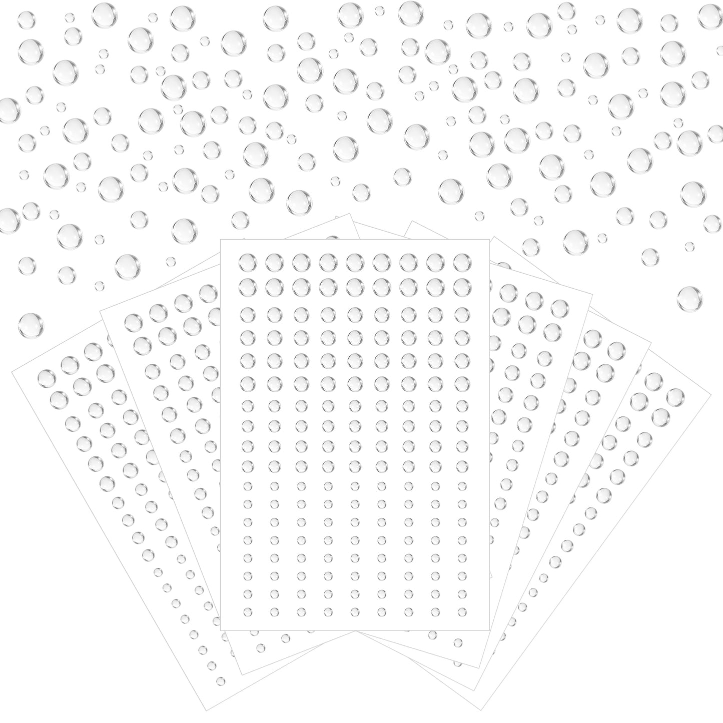 Nogeqi 6 Sheets Clear Dewdrop Droplets Stickers, Adhesive Clear Water Stickers, Flatback Round Water Drops Embellishments for Scrapbooking Decorations DIY Crafts Card Making Accessories (972PCS)