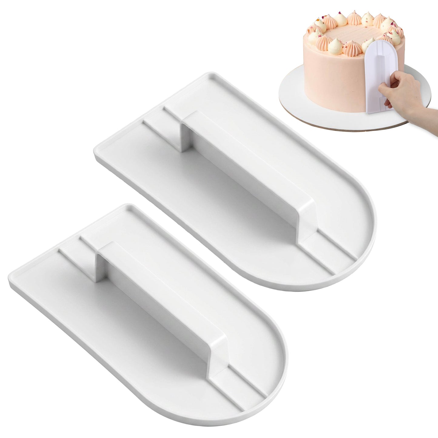 RAHHLIZS 2 Pcs Cake Smoother Fondant Tools Cake Scraper Buttercream Smoother Leveller for Beginners & Bakers, Dishwasher Safe Ideal Baking Gift for Women, Moms, Friends