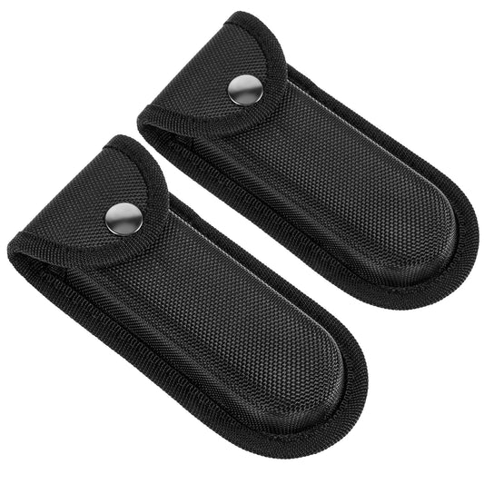 Ymapinc 2Pcs Knife Sheath, Durable Nylon Pocket Knife Sheath, Folding Knife Holder for Belt with Snap Closure, Knife Sheath for Belt, for Outdoor and Daily Use, Black