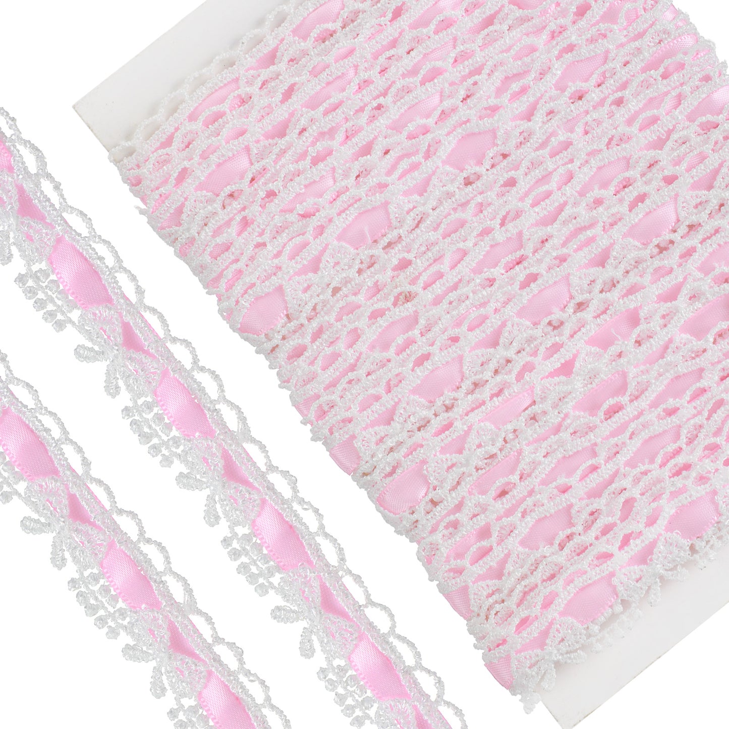 5 Yards Pink Lace Trim Ribbon, Ymapinc Cute Ribbon for Crafts, Thin Light/Baby Pink Fabric Ribbons Roll, Ribbons Fabric Trim for Gift Wrapping, Bridal Bouquets, Wedding DIY Sewing Decor
