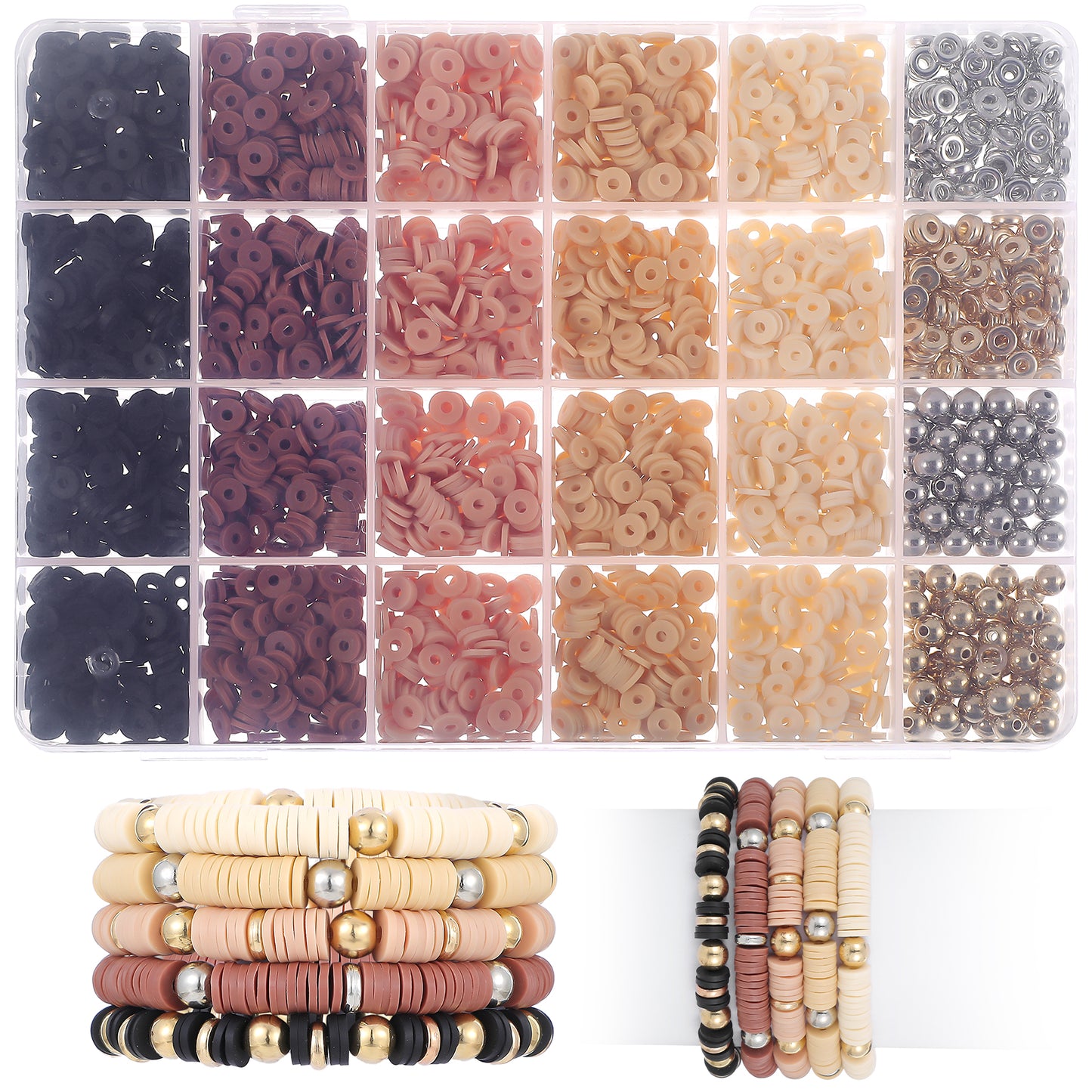 Nogeqi 3200 Pcs Clay Bead Kit, Charm Bracelet Making Kits, DIY Friendship Bracelet for Jewelry Making Kit for Mom Womens Gifts(7 Colors)