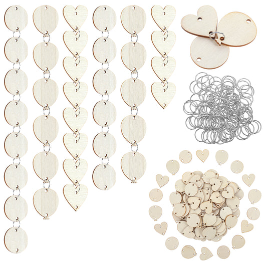 210 PCS Wooden Hearts for Crafts and Ring in Total DIY Birthday Tracker Hanging Plaque, Vintage Family Birthday Hanging Calendar for Family Sign Calendar, Valentine