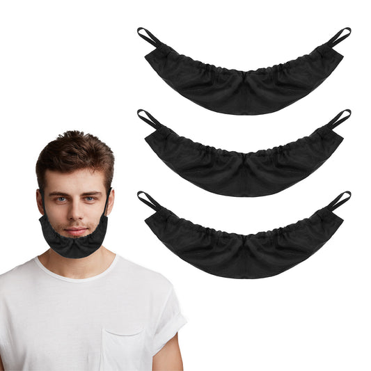 3 Pcs Beard Cover Men Beard Bib Black Beards Bandana Adjustable Silky Satin Facial Hair Apron Guard Bonnet Rag Man Bedtime Bib Beards Cap Ear for Mens Father Festival Gifts 14.1× 5.5 Inch