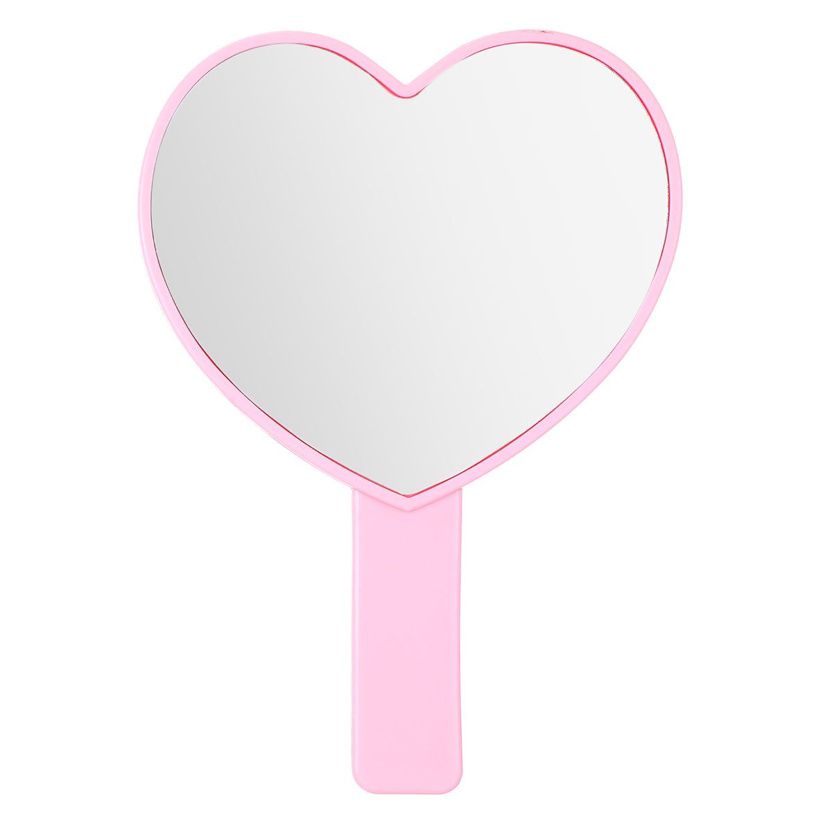 Chsoejuf Large Heart-Shaped Handheld Mirror with Handle 7.3x5 Inch(Pink)
