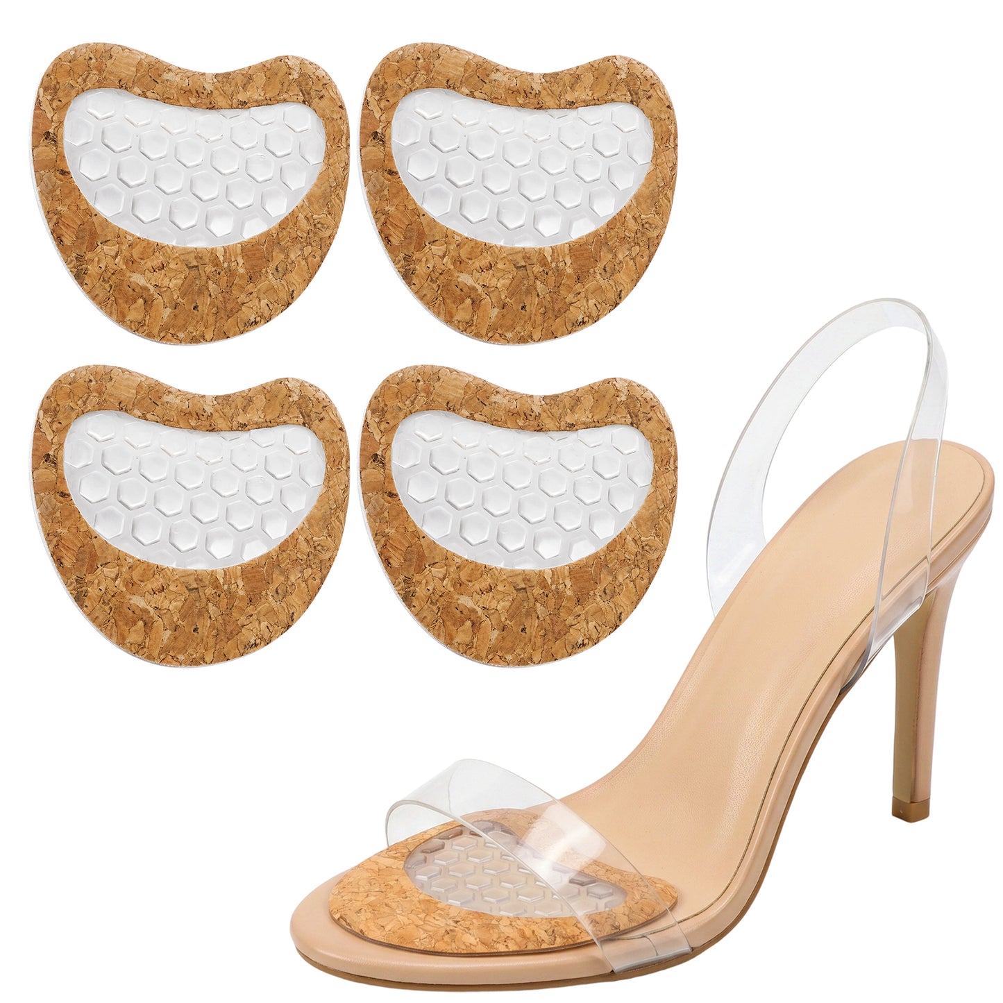 Metatarsal Pads for Women (4 Pack) - Gel High Heel Ball of Foot Cushions