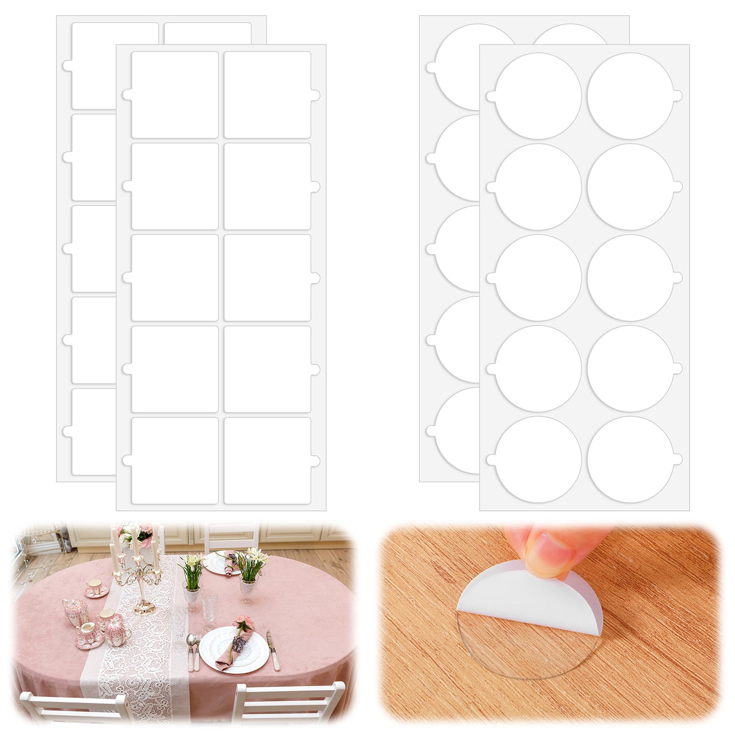 RAHHLIZS 40Pcs Transparent Tablecloth Clips Sticker Table Cloth Holder Clips for Outdoor Tables Double Sided Adhesive Dots for Outdoor Events, Picnics, Weddings, and Christmas Parties