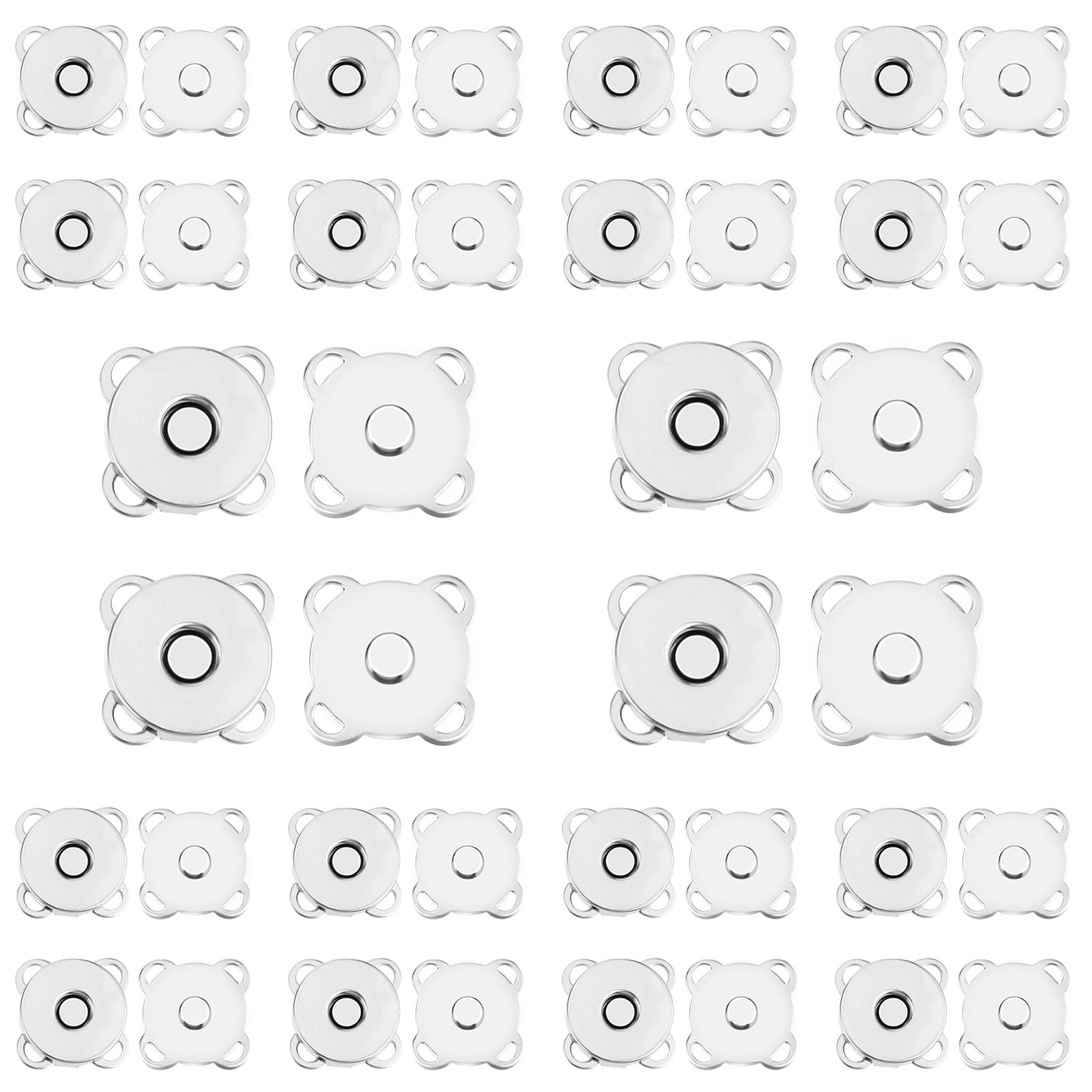 Teaaha 20 PCS Sew in Magnets Plum Magnetic Snap Fasteners, 14mm Magnetic Buttons Magnetic Closure Clasp Fasteners Silver Sewing Buttons for DIY Crafts, Sewing, Bags, Clothes, Leather
