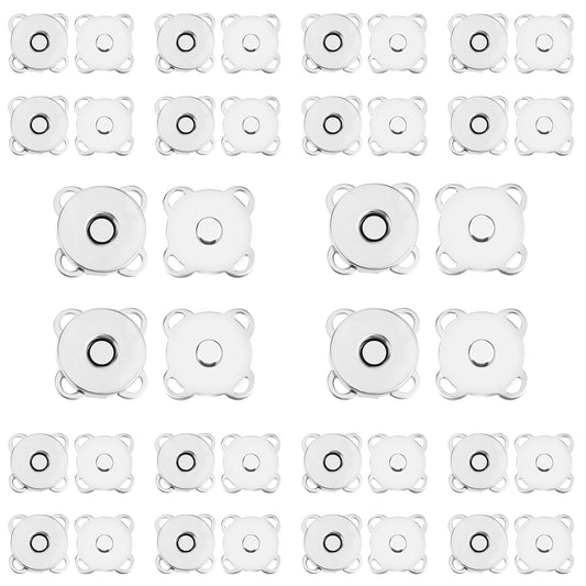 Teaaha 20 PCS Sew in Magnets Plum Magnetic Snap Fasteners, 14mm Magnetic Buttons Magnetic Closure Clasp Fasteners Silver Sewing Buttons for DIY Crafts, Sewing, Bags, Clothes, Leather