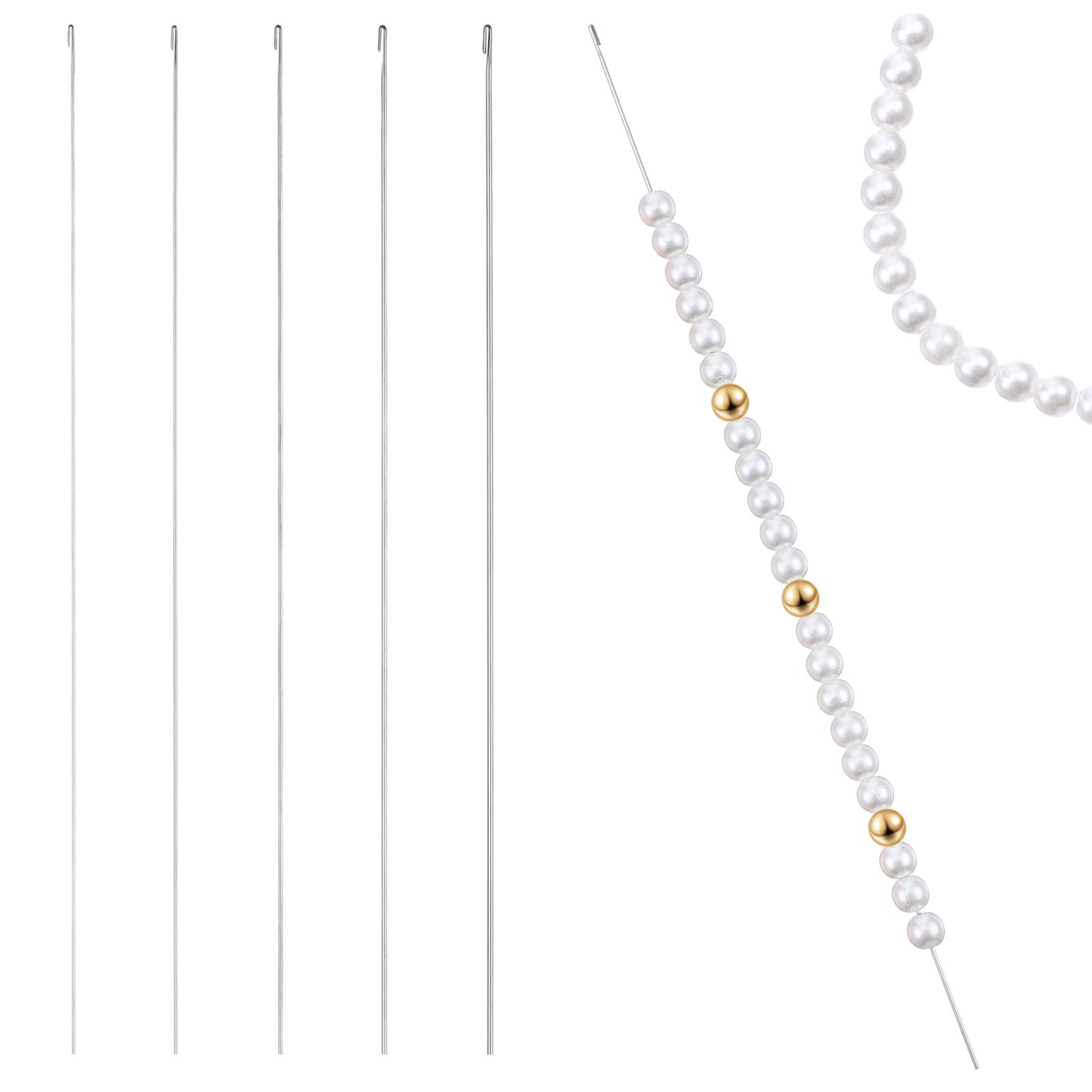 Nogeqi 5 Pcs Bead Threader for Jewelry Making, Bead Spinner Needles, 5 Thickness Styles Beading Needles, Needle-Free Beading Supplies for Beaded Bracelets, Necklaces, DIY Handmade(0.4/0.5/0.6/0.7/0.8m