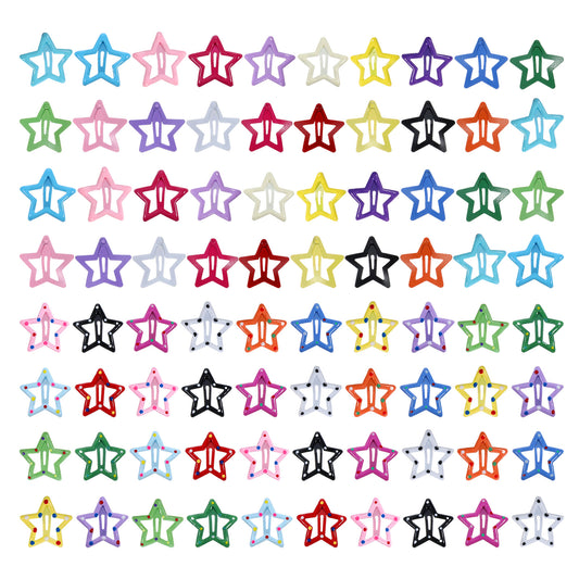 Y2k Hair Clips and Barrettes Set, 80PCS 1.18" Multicolor Polka Dot Sparkling Star Hair Clip Cute Non-slip Metal Snap Stars Hairclips Accessories for Girls Women