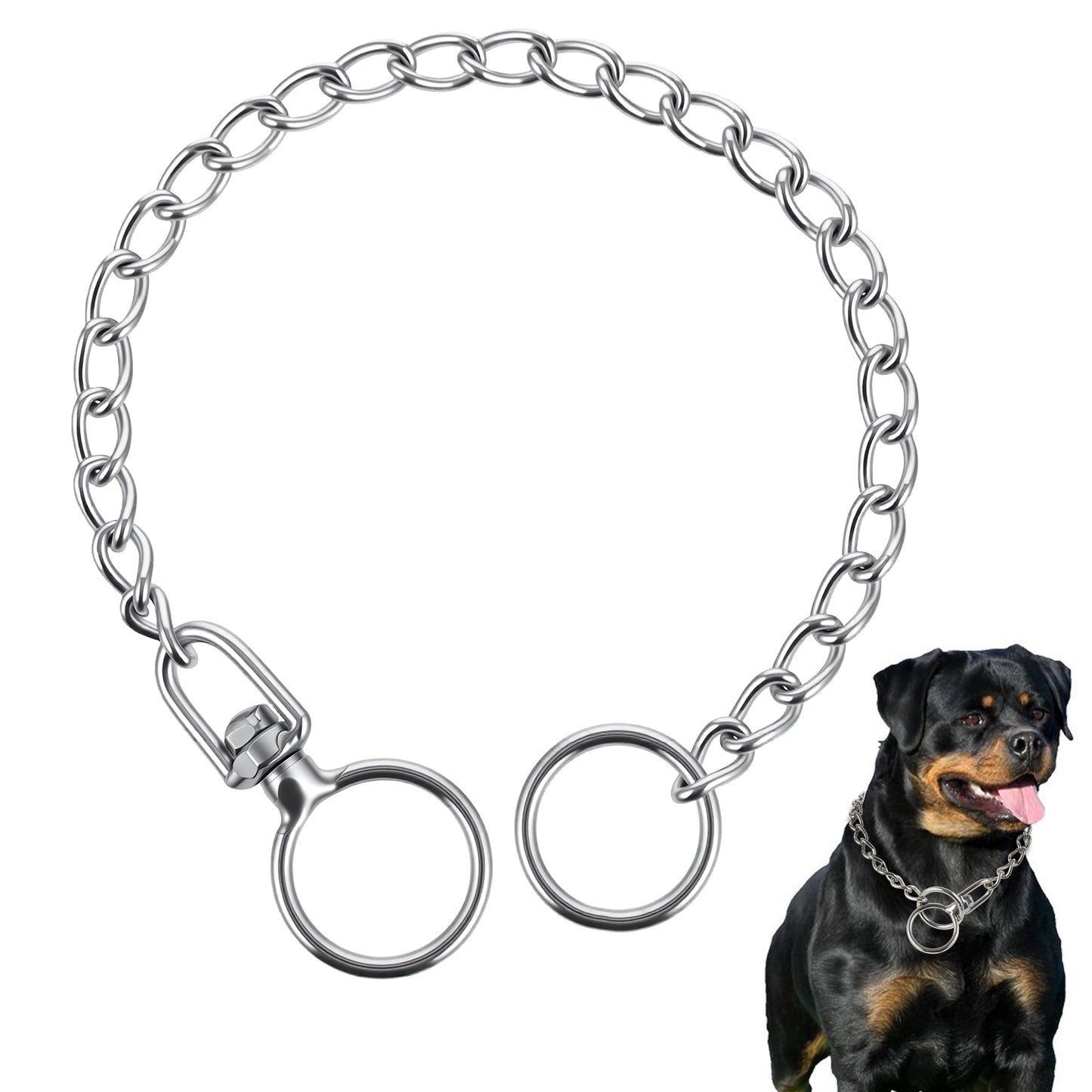 Choke Collar for Small Dogs Dog Chain Collars for Small Dog Choker Collar Heavy Duty Training Slip Metal Dogs Chain Collars for Puppy Silver S