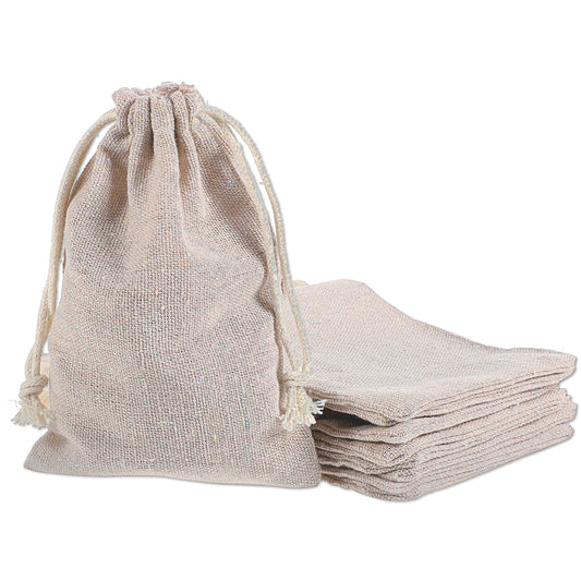 10PCS 3.9×3.1 Inches Cotton Bags, Party Favor Bags, Drawstring Bag, Small Drawstring Pouch for Party Wedding Storage Home Supplies, Spice Bag for Filtering Cooking Soups/Tea/Cold-Brewed Coffee