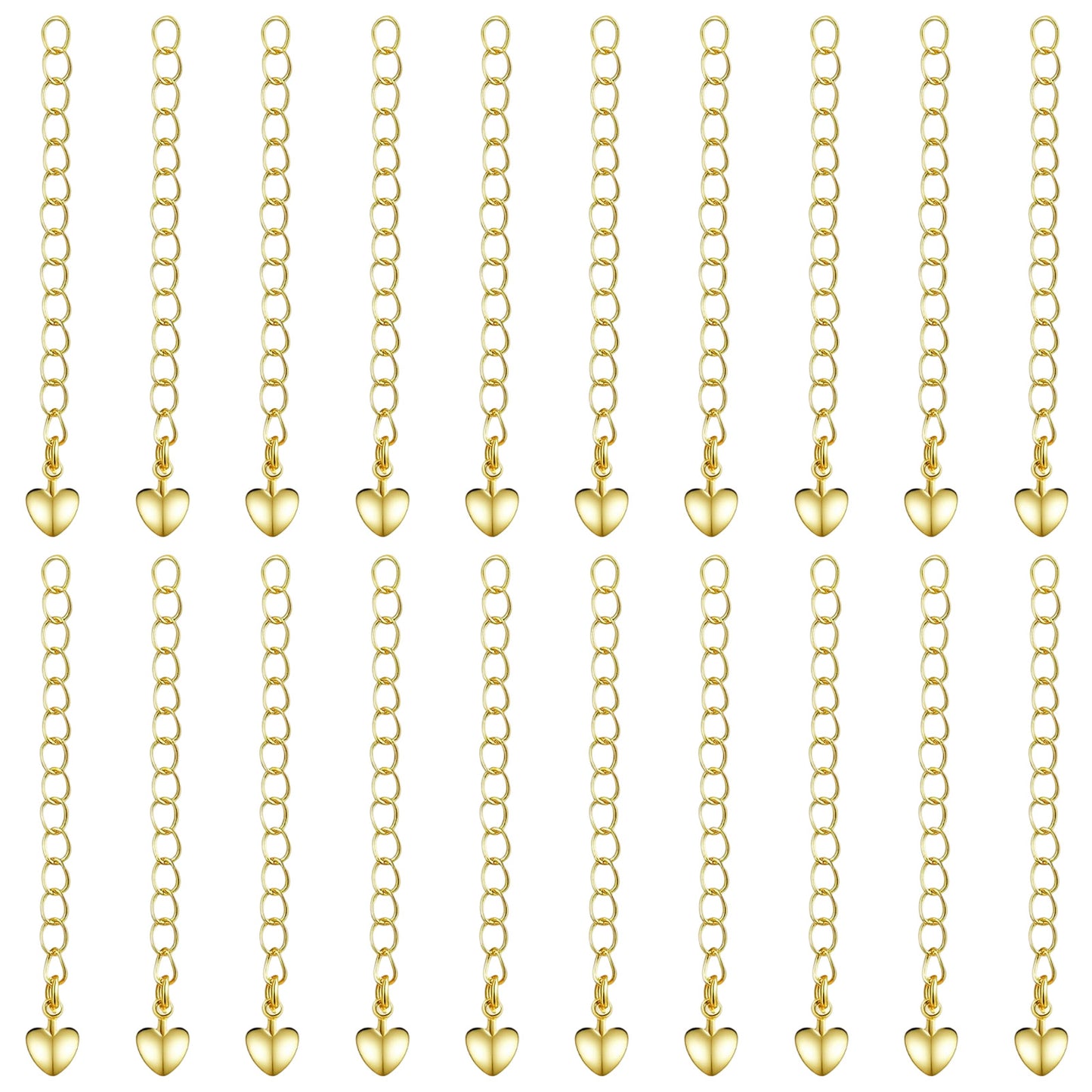 20Pcs Necklace Extender, Ymapinc Gold Chain Extender for Necklace, Bracelet Extenders Gold Bracelet Extenders, Chain for Jewellery Making