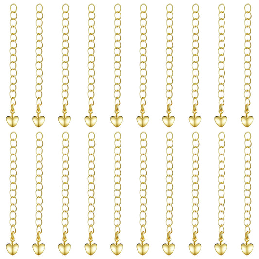 20Pcs Necklace Extender, Ymapinc Gold Chain Extender for Necklace, Bracelet Extenders Gold Bracelet Extenders, Chain for Jewellery Making