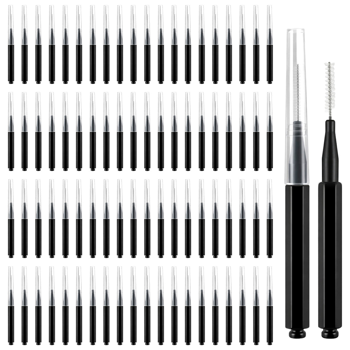 RAHHLIZS 100pcs Micro Eyebrow Brush, Brow Lamination Brush with Cap