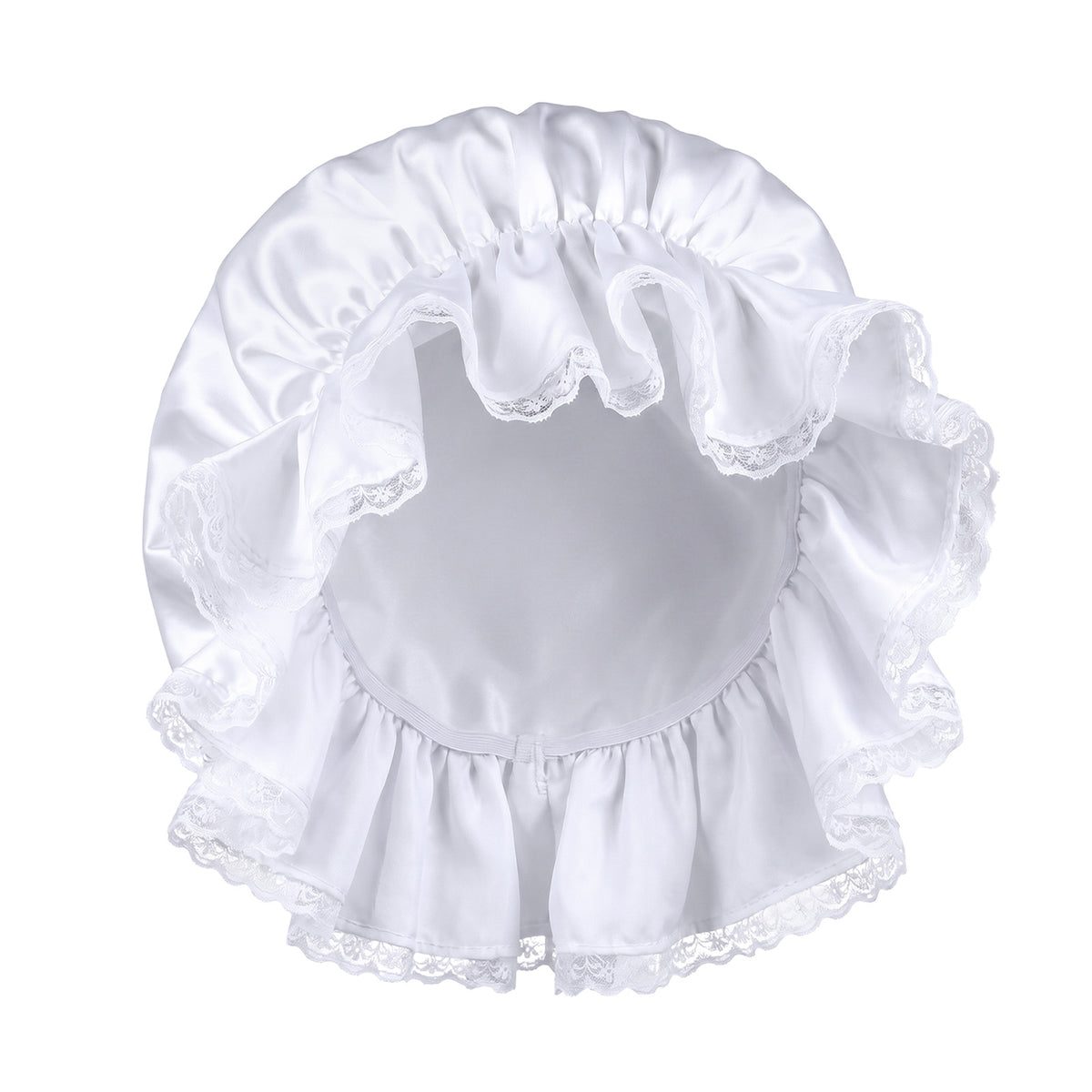Matwsec White Mob Cap Bonnets for Women, Lace Frilly Colonial Mop Cap
