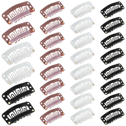 Ymapinc 30PCS Wig Clips to Secure Wig, Extension Hair Clips Contain Rubber Sleeves at The Press-Fit to Protect Hair, Hair Extensions Wigs Accessories,Black, Light Brown, Beige
