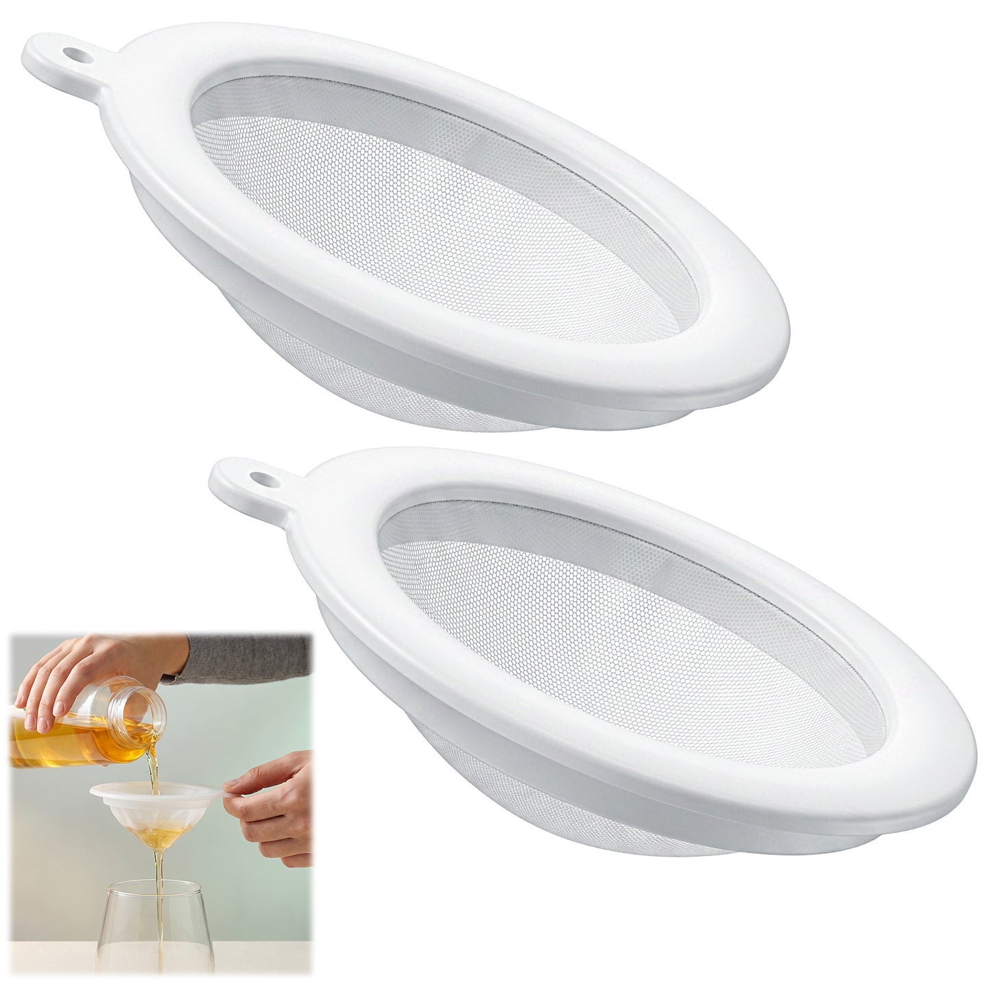 Matwsec 2PCS Extra Fine Mesh Strainer 200/400 Mesh Nylon Ultra Fine Mesh Strainer with Handle for Filtering Yogurt Juice Coffee Milk Honey Matcha Kitchen