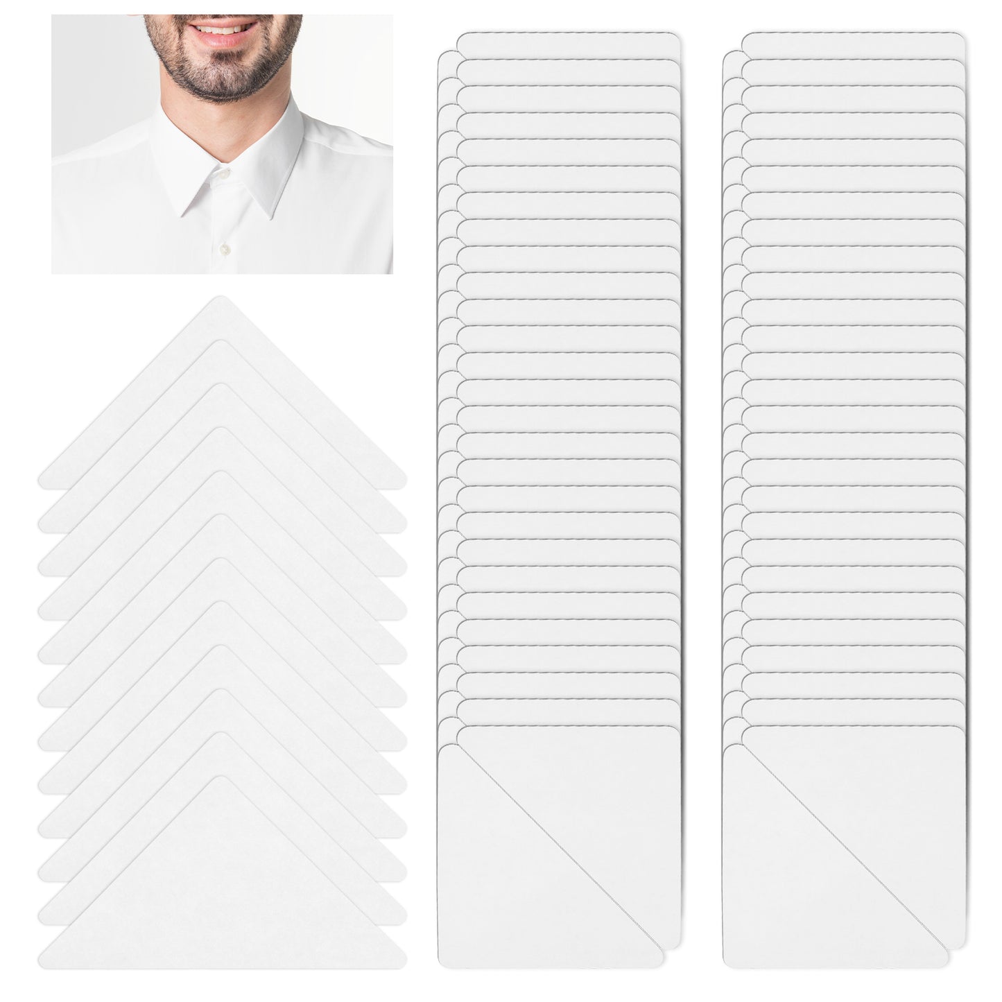 Matwsec 120 Pcs Collar Stays for Polo Shirts, No Roll Men's Collar Stay, Plastic PVC Anti-Buckling Shaper Shirt Collars Stays for Any Support of Collared Shirts White