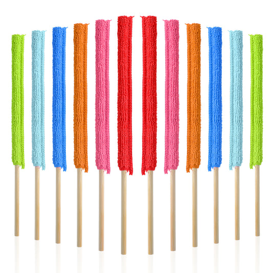 12PCS Microfiber Duster Mini Detail Dusters Fan Cleaner Sticks for Crevice Cleaning, Gap Dust Split Feather Dust Brush Radiator Cleaner Brush for Home Car Windows Vent Blind Fan and Small Spaces