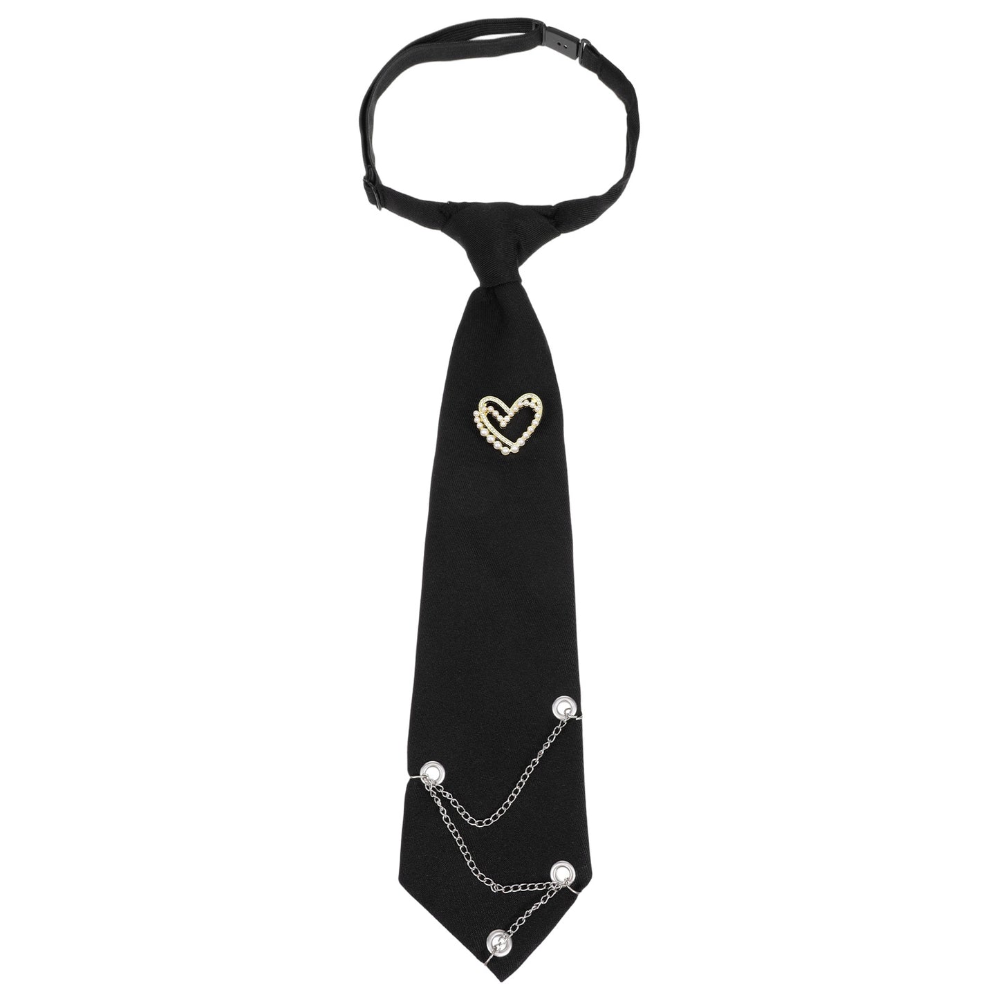 RAHHLZIS Black Pearl Tie for Women Men Elegant Adjustable Neck Tie Clip on Ties Pearl Bow Ties Shirt Accessory for Formal Event Business Meeting Graduation School
