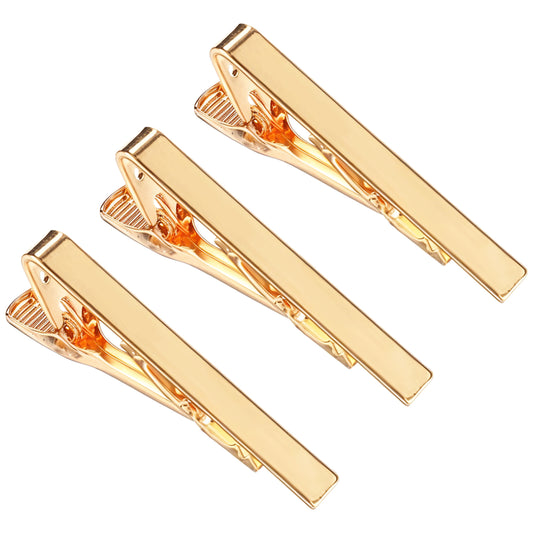Ymapinc Gold Tie Clips for Men, 3Pcs Men's Tie Bars Clip On Ties Accessories Gift for Valentine's Day Christmas Easter Meetings Dating Wedding Daily Wear