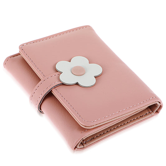 Ymapinc Cute Pink Flower Purses for Women - Kawaii Lady Small Daisy Wallet with ID Window Trifold Design Gift for Girls - PU Leather