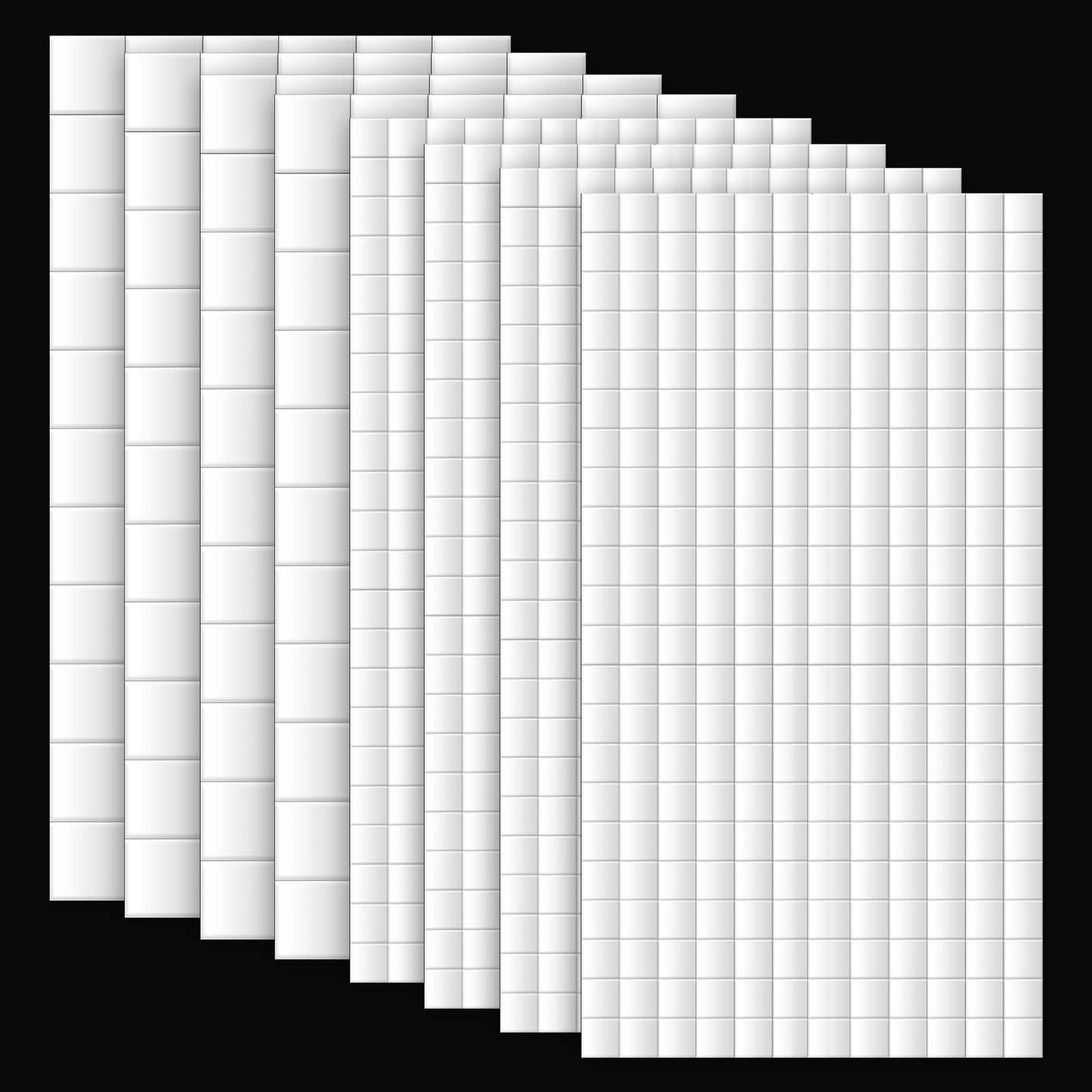 8 Sheets Squares Foam Tape Craft Double Sided, 1320PCS Total Self Adhesive Sticky Dots, Precut Squares Strips 3D Mini Foam Stickers for DIY Arts & Crafts, 2 Sizes (0.47in/12mm, 0.24in/6mm)