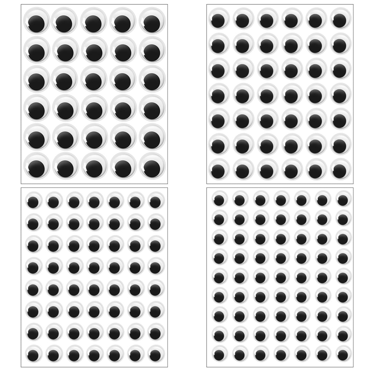 Ymapinc 4 Sheets Googly Eye Stickers, 8/10/12/15mm
