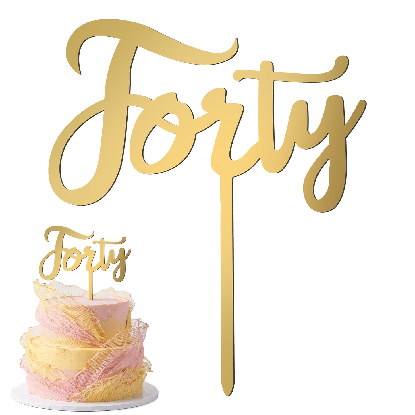 RAHHLIZS 40th Birthday Cake Topper, Glitter Gold, 40 Years Anniversary Party Decoration