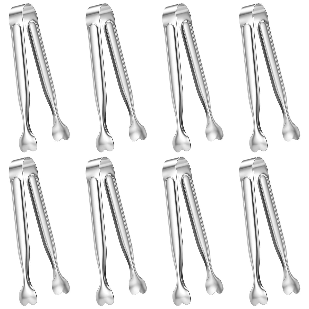 Bnehmb 8 PCS Small Serving Tongs 4.3 Inch Stainless Steel Mini Sugar Tongs