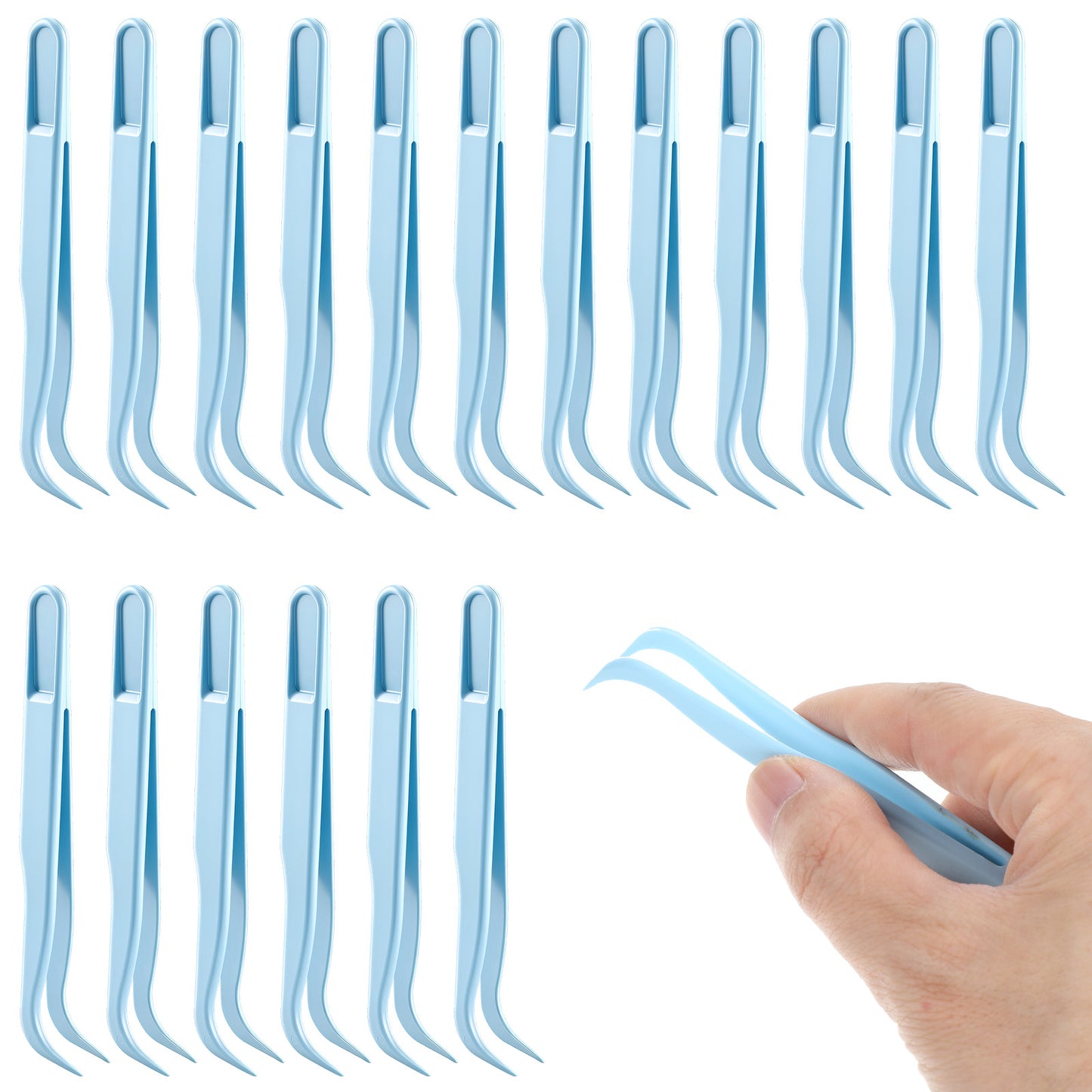18Pcs Plastic Tweezers 4.57 Inch Plastic Crafting Tweezers Small Tweezer for Crafts Sticker Bedazzling DIY Jewelry Making (Blue)