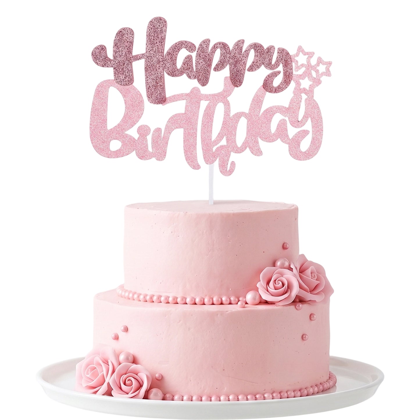 RAHHLIZS Pink Cake Topper, Happy Birthday Letter Topper, Watermelon Pink