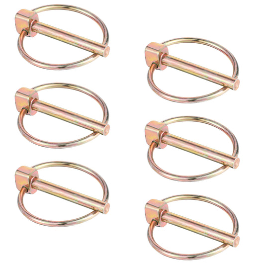 Ymapinc 6Pcs 1/4 Inch Trailer Pins,Lock Round Clip Simple Safe Protected for Trailers Tractors Mowers Trucks Bicycles Field Farm Automobiles Agricultural Equipment(Carbon Steel)